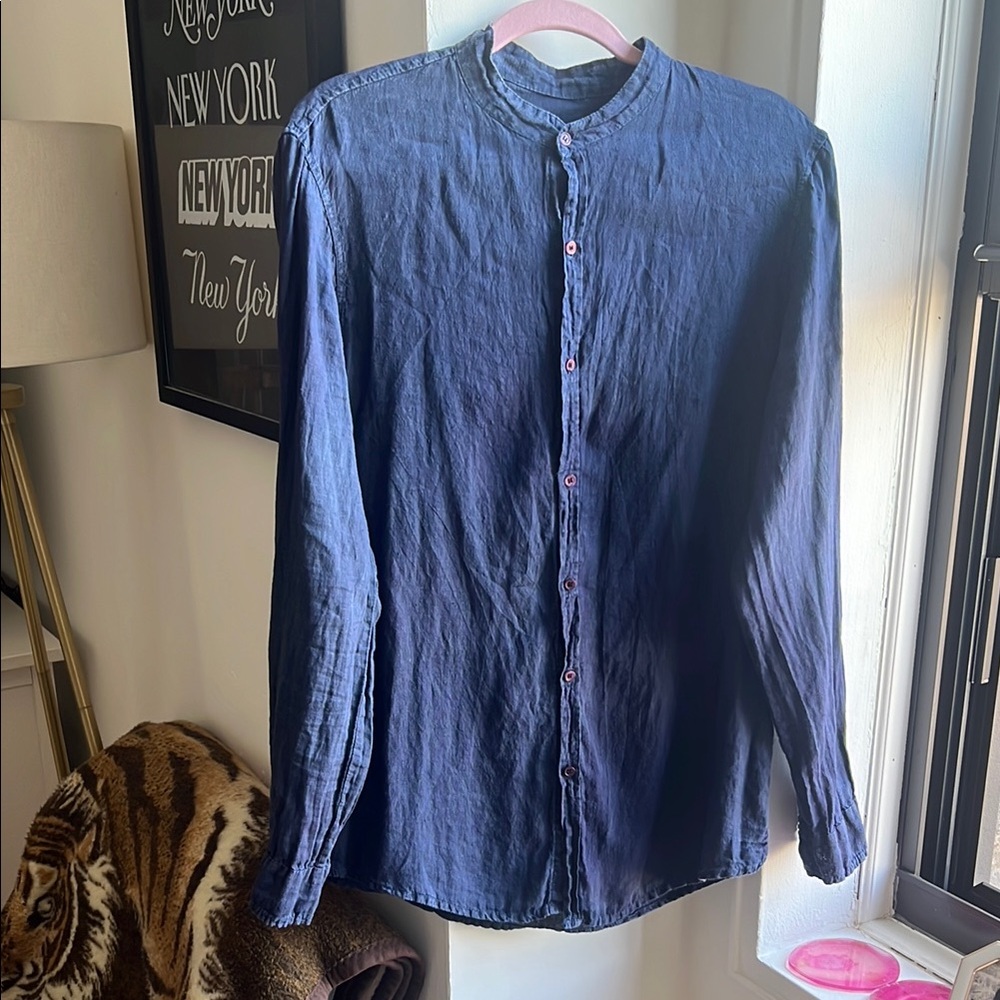 Men's Blue Casual Button Down Shirt